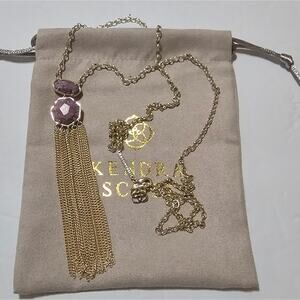 Kendra Scott Tae Necklace Chain Long Gold Lilac‎ Tassel Pendant New!